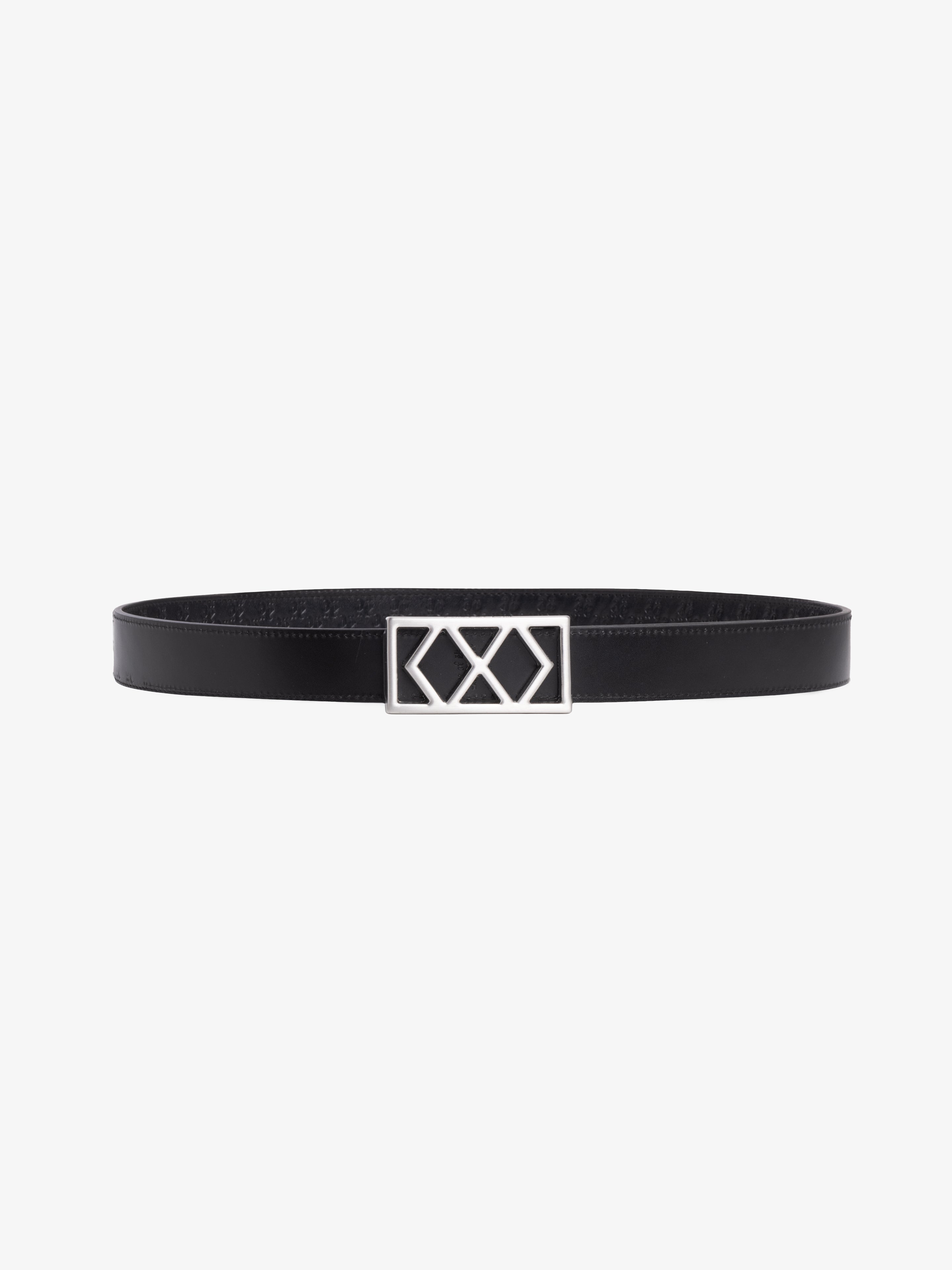 DOUBLE DIAMOND REVERSIBLE LEATHER BELT IN SILVER-Belts-Place of Elms