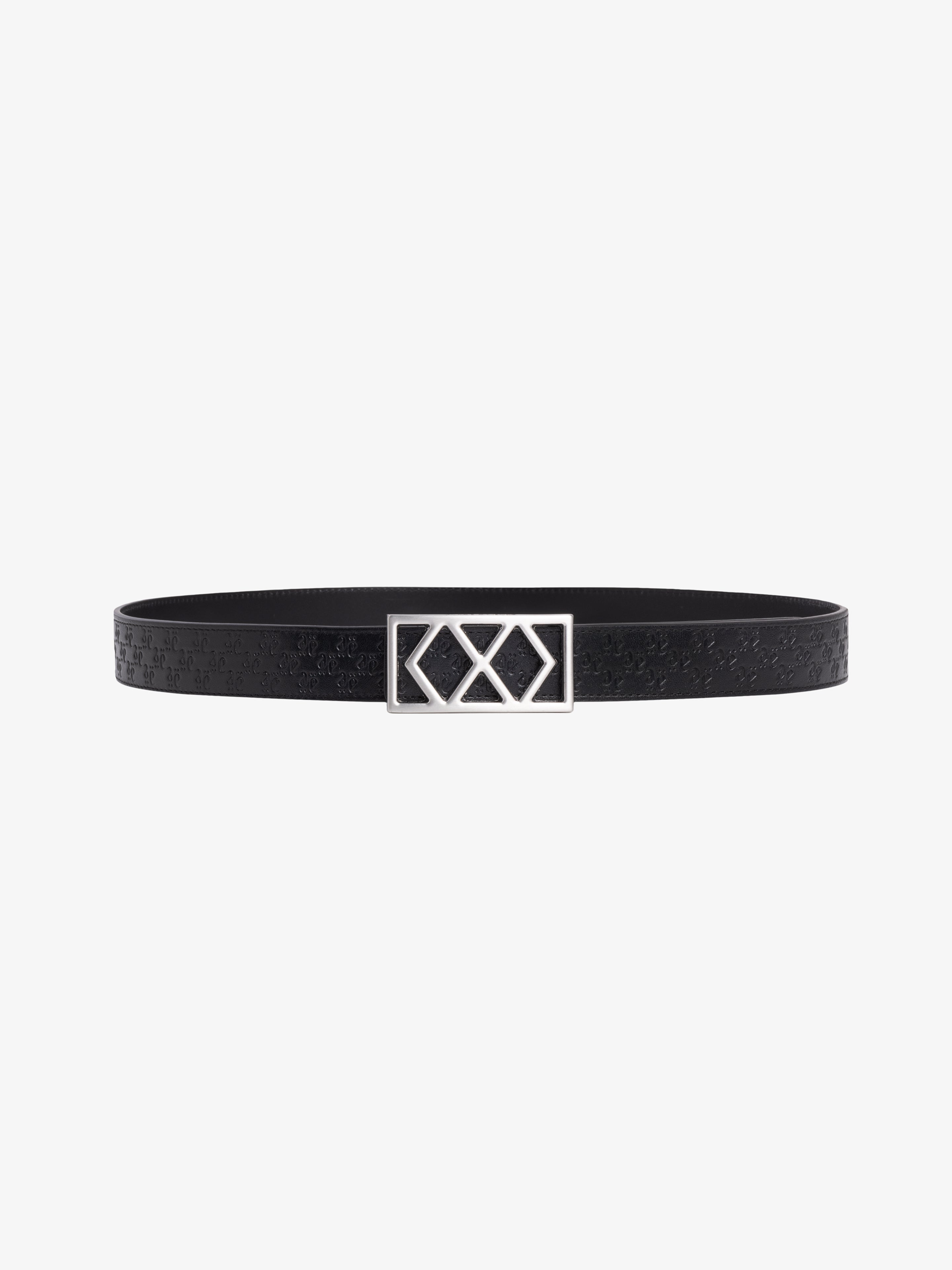 DOUBLE DIAMOND REVERSIBLE LEATHER BELT IN SILVER-Belts-Place of Elms