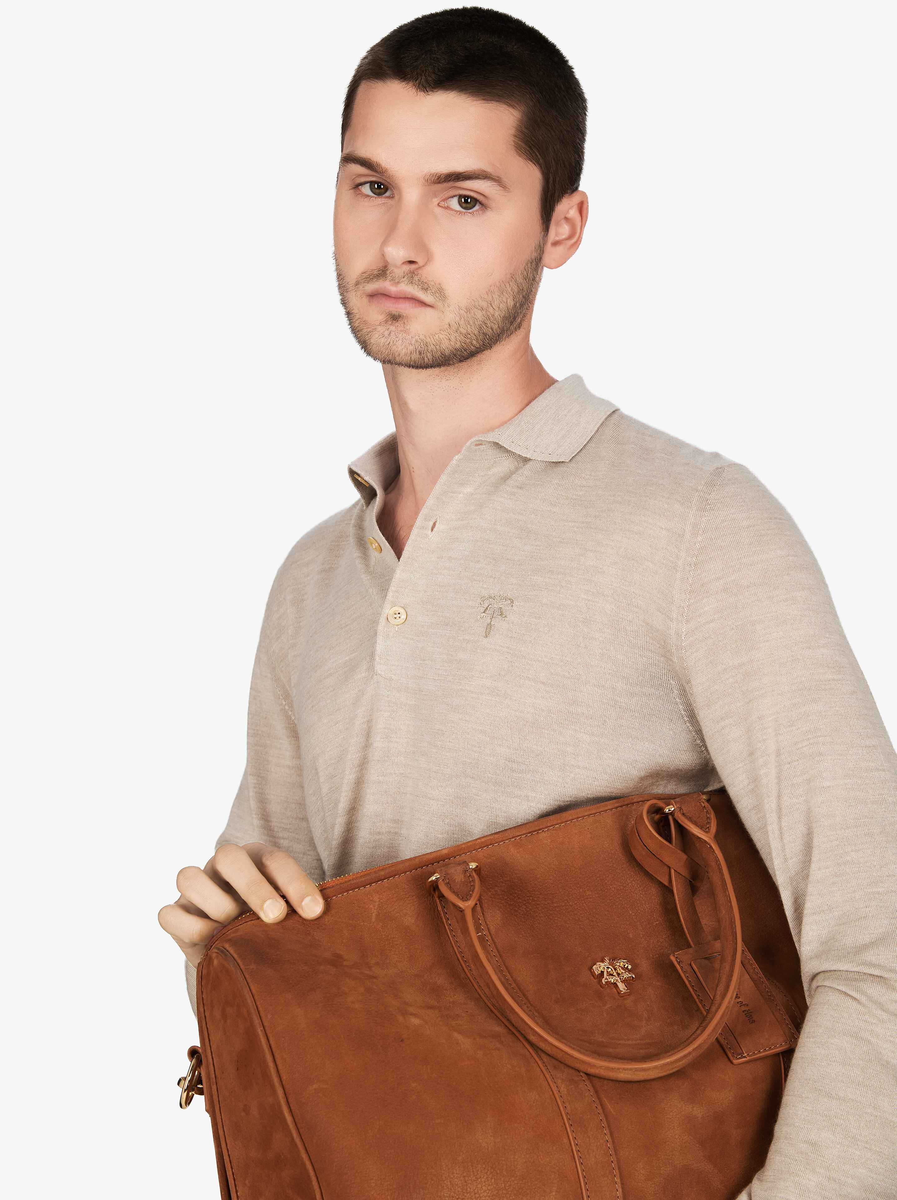 HAZELNUT AMALFI LONG SLEEVE POLO