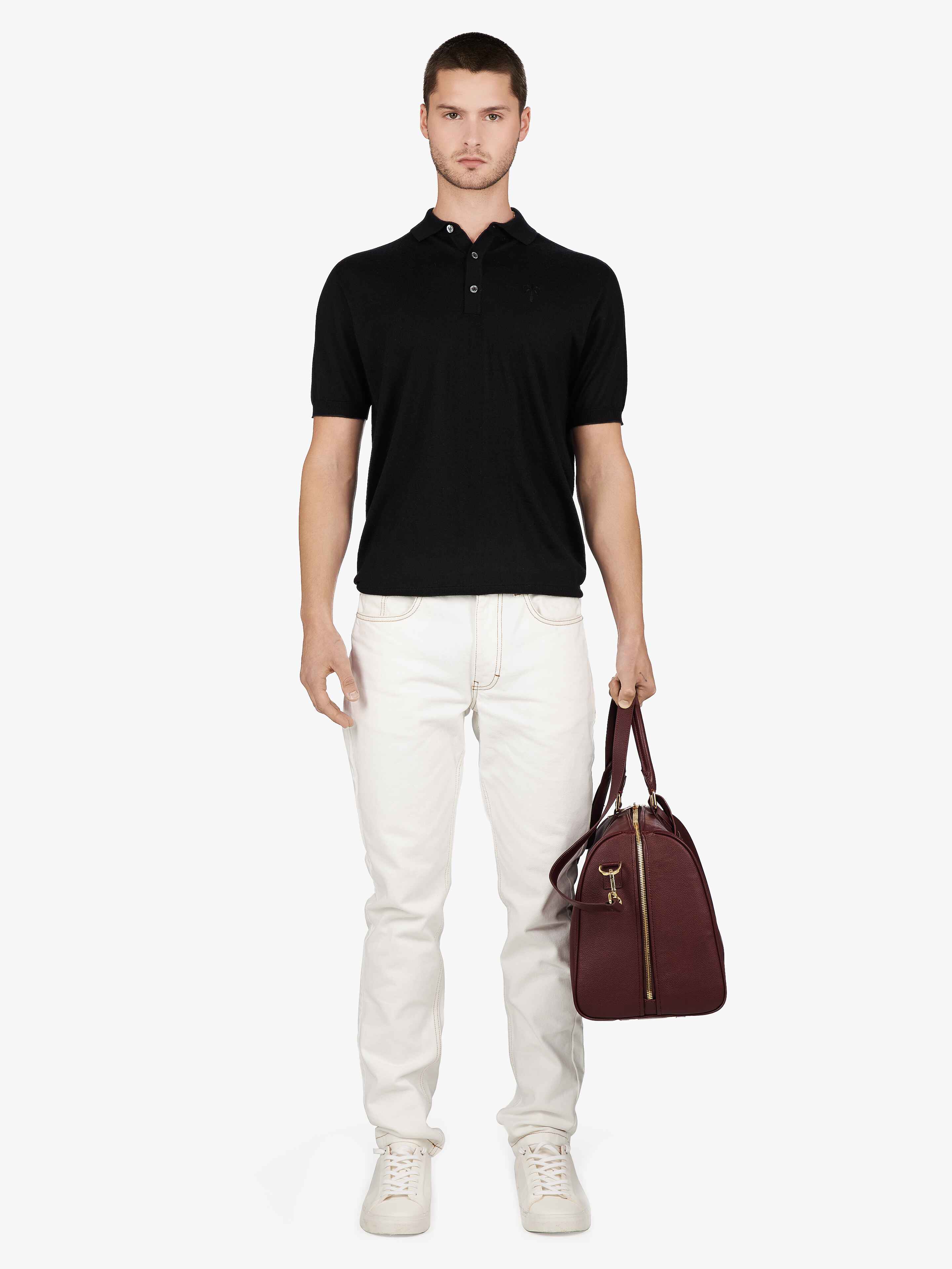 BLACK AMALFI SHORT SLEEVE POLO