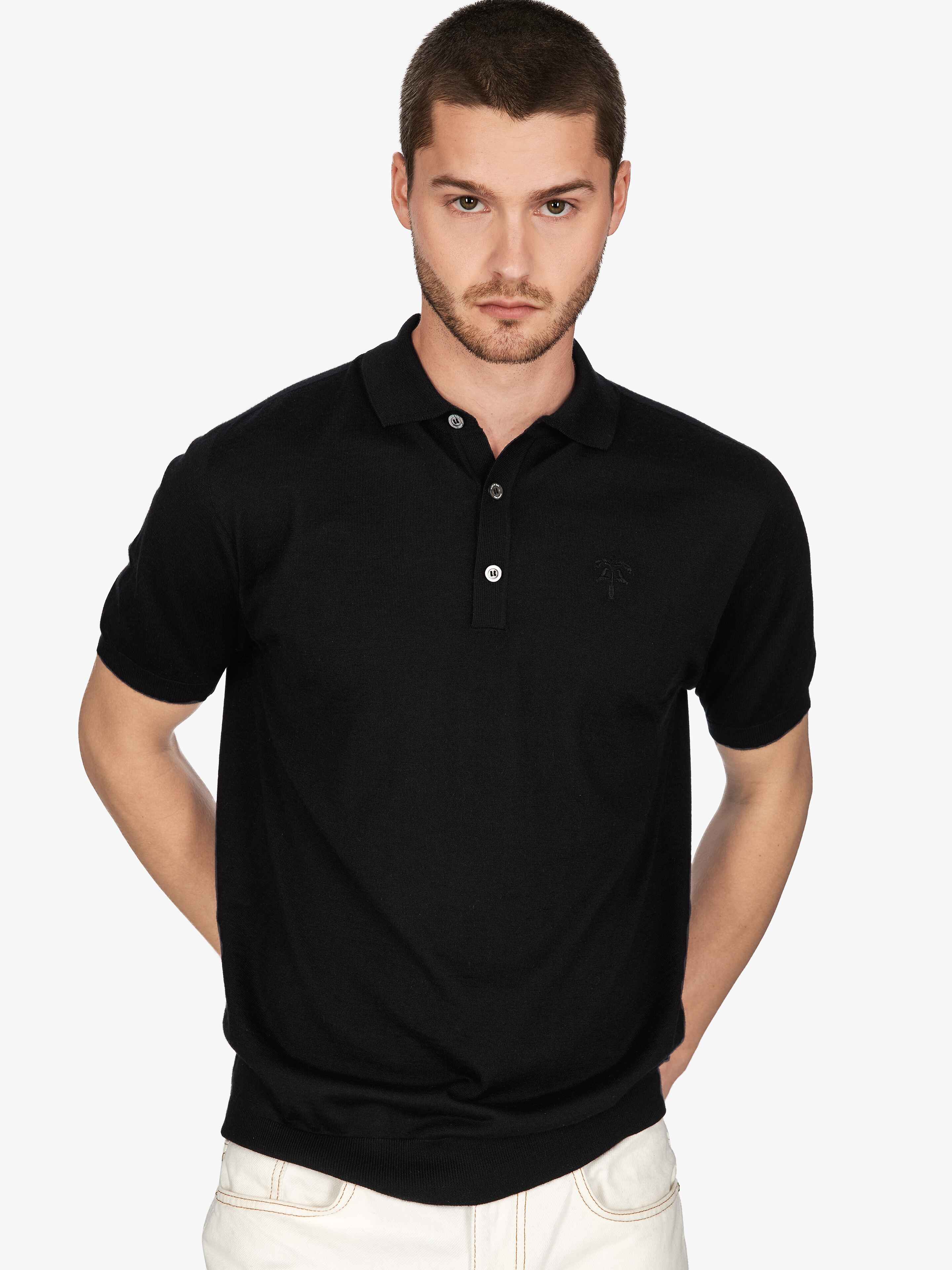 BLACK AMALFI SHORT SLEEVE POLO