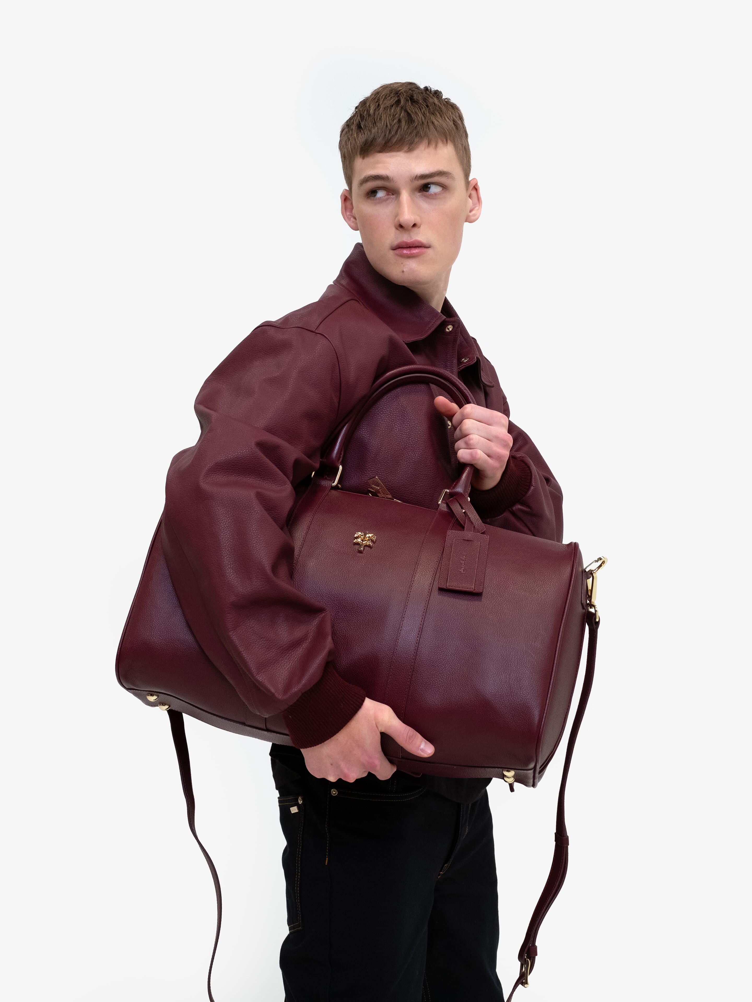 RED DIAMOND LEATHER BOMBER-Leather Jackets-Place of Elms