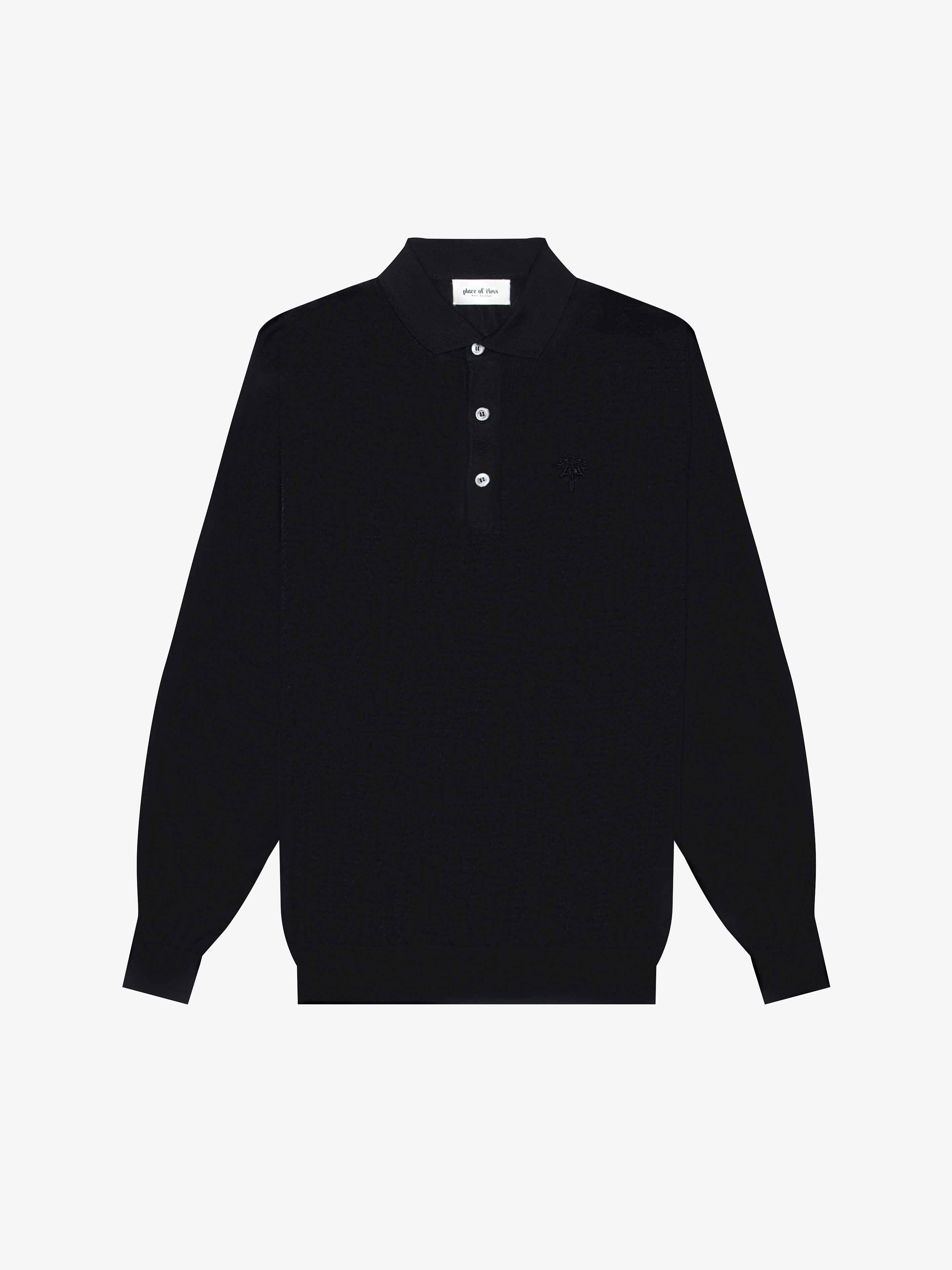 BLACK AMALFI LONG SLEEVE POLO