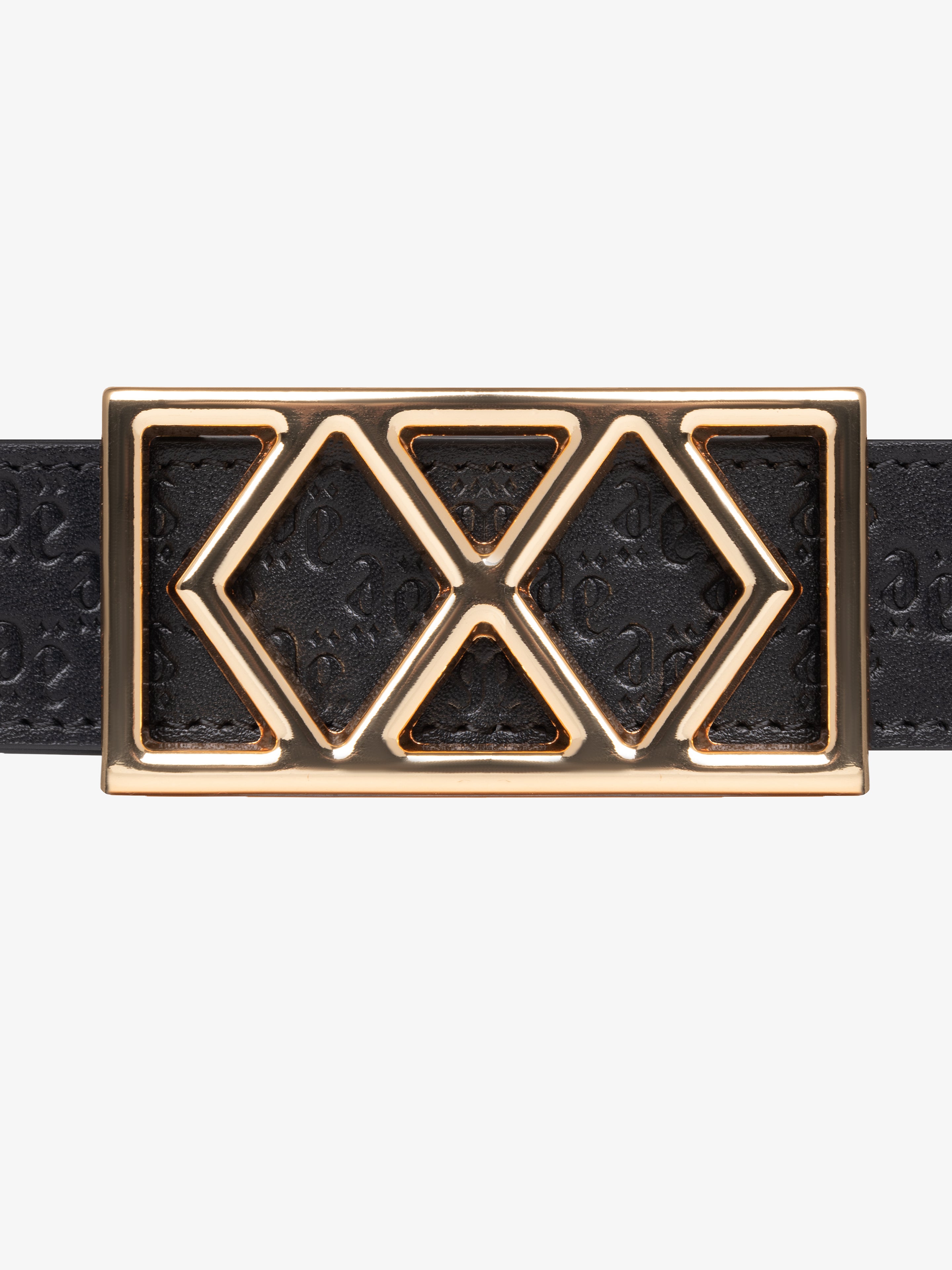 DOUBLE DIAMOND REVERSIBLE LEATHER BELT IN GOLD-Belts-Place of Elms