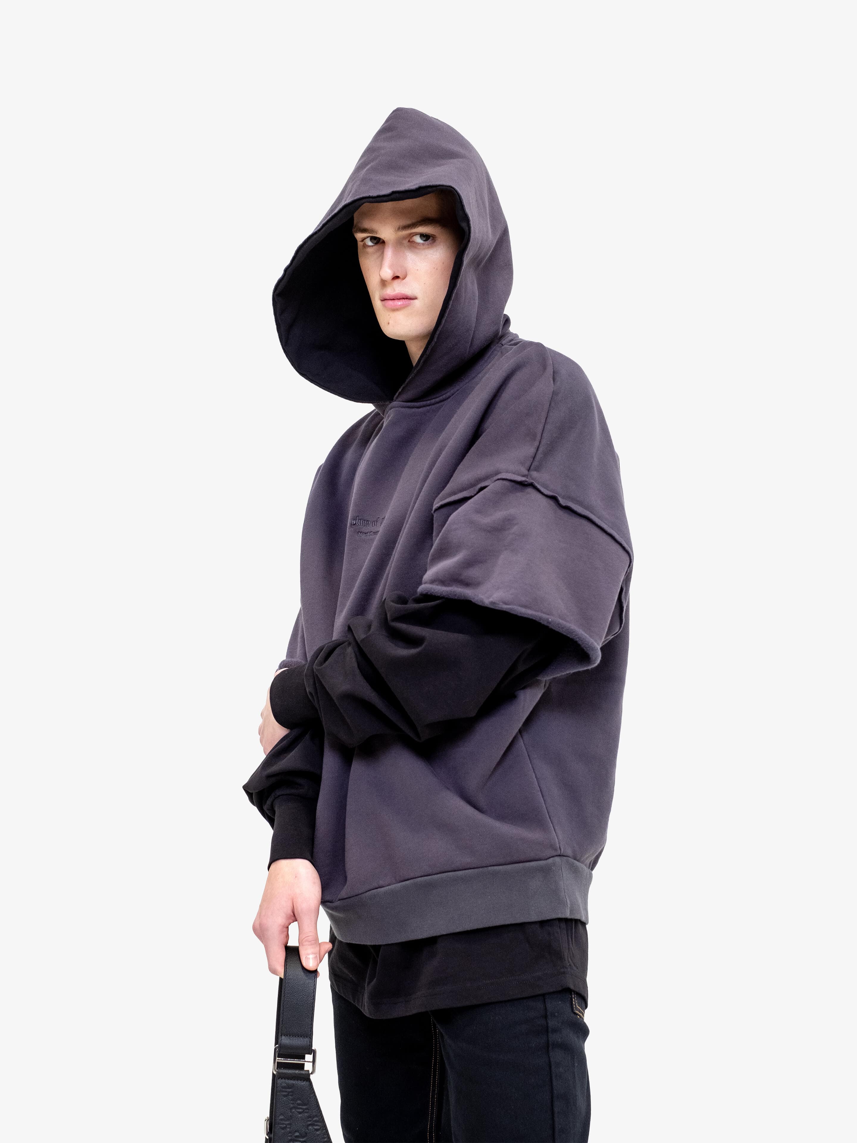 TWO TONE LAYERED HOODIE-Hoodies-Place of Elms