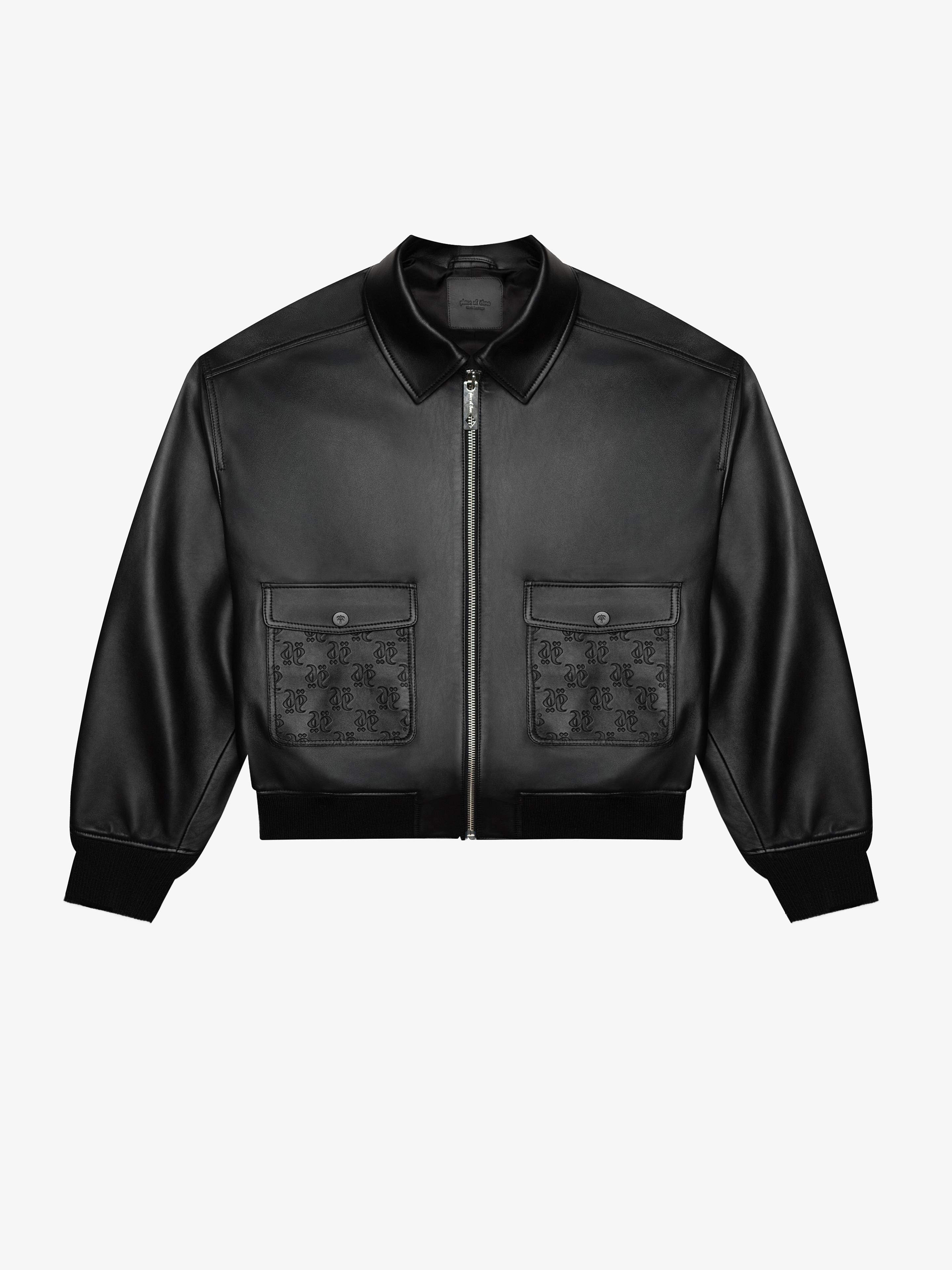 SHUNGITE LEATHER JACKET-Leather Jackets-Place of Elms